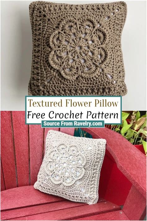 Free Crochet Textured Flower Pillow In 2021 Crochet Pillow Patterns