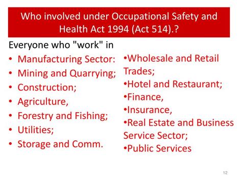 Occupational Safety And Health Act 1994 Occupational Safety And