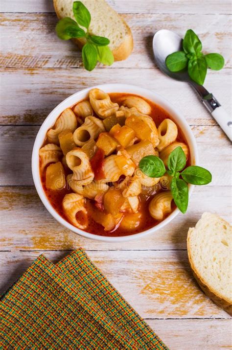 Tomato Soup With Pasta Stock Photo Image Of Aromatic 99825526