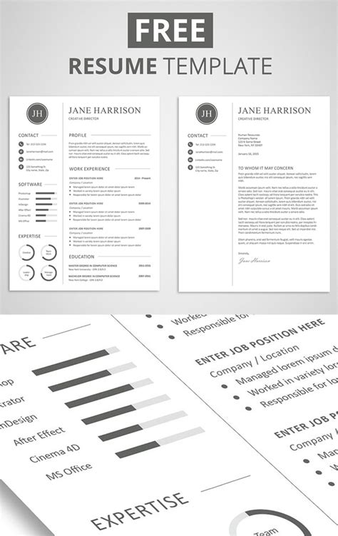 Free Minimalistic Cvresume Templates With Cover Letter Template