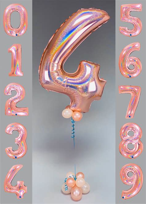 Rose Gold Number Helium Balloon With Shell Collar And Base