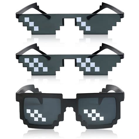 Buy 3 Pack Thug Life Sunglasses Men Women Glass 8 Bit Pixel Mosaic