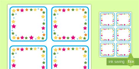 Multicolored Stars Square Editable Drawer Peg Name Labels