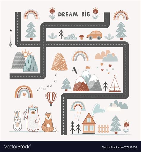 Dream Big Little One Cute Kids Poster Playing Vector Image