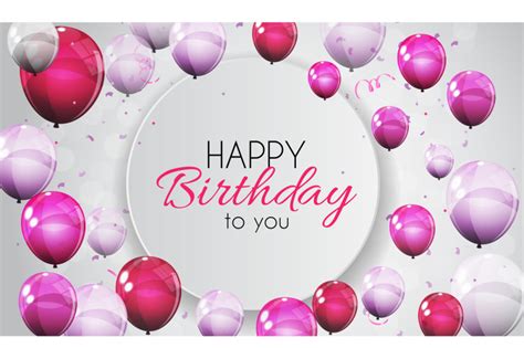 Color Glossy Happy Birthday Balloons Banner Background Vector Raster