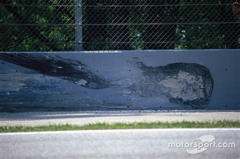 Marks On The Wall At Tamburello Corner After Ayrton Senna S Fatal Accident At San Marino Gp