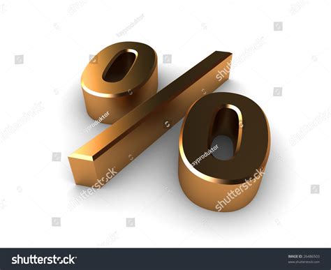 Gold Percentage Symbol On A White Isolated Background Stock Photo