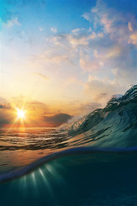 Sunset On The Beach With Breaking Ocean Wave Waves Ocean Waves Ocean