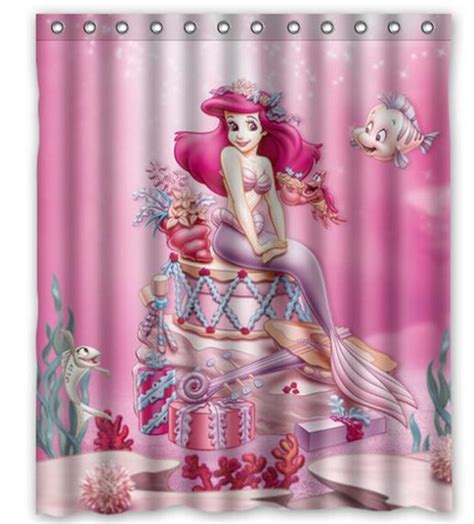 It comes with six different washcloths with two of each picture or saying. Custom Home Decor Little Mermaid PINK Fabric Moden Shower ...
