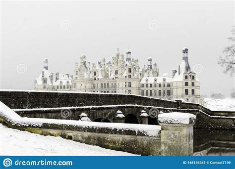 Chambord Castles Under The Snow In February The Loire Valley France