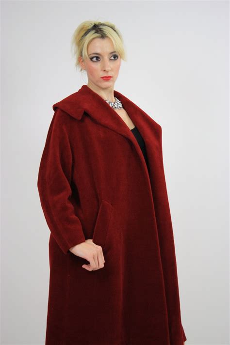 Vintage 50s Red Wool Swing Coat Forstmann Fleur De Lis Shabbybabe