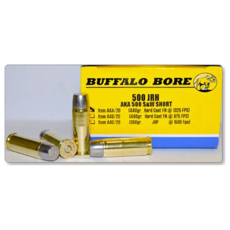Buffalo Bore 500 Jrh Ammunition 20 Rounds Hard Cast Fn 440 Grain 44a 20