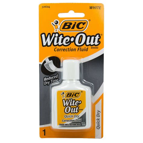 Bic Wite Out Quick Dry Correction Fluid White Out 20 Mil 50605 Bic