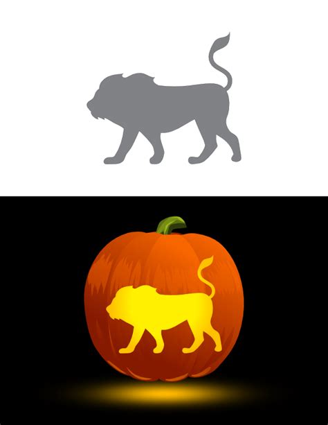 Printable Walking Lion Pumpkin Stencil