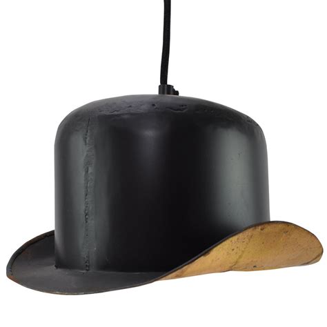 Hacking a bowler hat into a pendant or chandelier is a pretty straightforward diy project. Bowler Hat Hanging Lamp Shade | Roman At Home