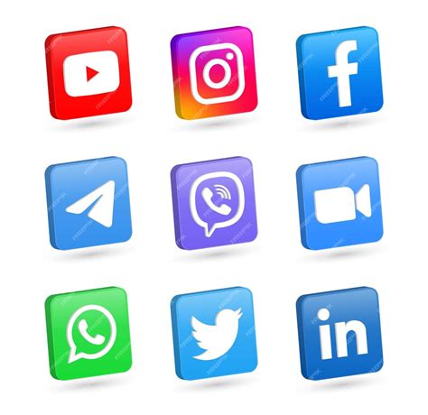 Logotipo De Rede Social De ícones 3d De Mídia Social Em Logotipos De