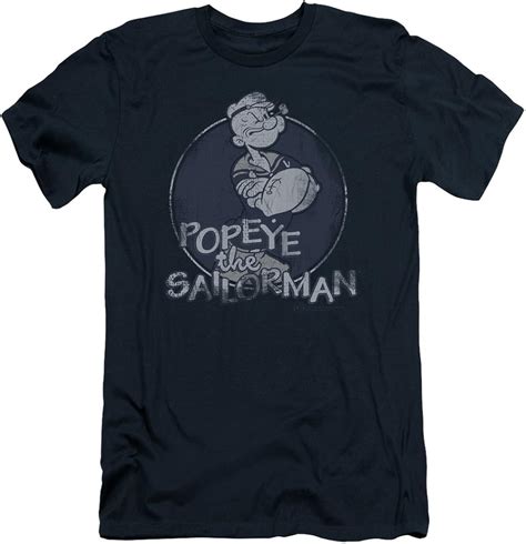 Amazon Com Popeye Men S Slim Fit Original Sailorman Logo Short Sleeve T Shirt X Navy