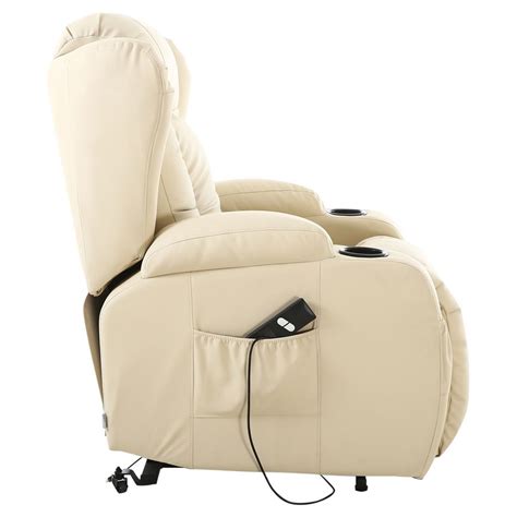 Anderson riser recliner with massage and heat. CAESAR CREAM ELECTRIC RISE RECLINER WINGED LEATHER ...