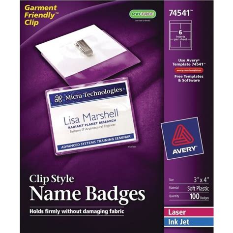 Avery Pin Style Name Badge Kits Business Card Size 2 14 X3 12