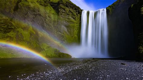 Download 1920x1080 Iceland Seljalandsfoss Waterfall Rainbow Rocks
