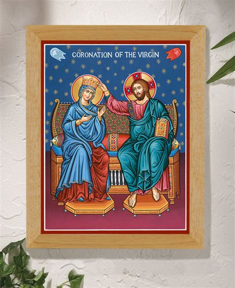 Coronation Of The Virgin Mary Original Icon Tall Hand Painted Icons