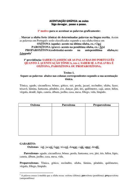 OXÍTONAS PAROXÍTONAS PROPAROXÍTONAS ATIVIDADES 3° 4° 5° ANOS PARA