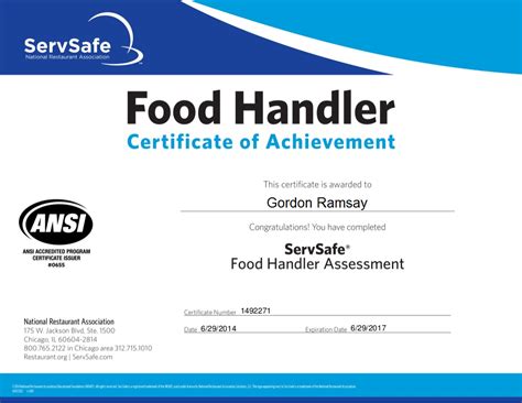 The servsafe manager certification exam is developed and administered by the national restaurant association as part of the servsafe food safety training program. servsafe-food-handler-certificate-large | Hospitality ...