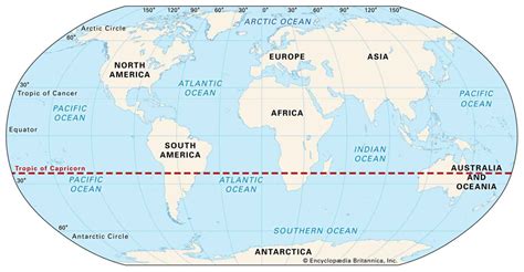 Tropic Of Capricorn And The Countries It Passes Through