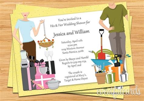 his and hers couple wedding shower invitation by eventfulcards