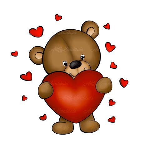 Teddy Bear Png Teddy Bear With Heart Clipart Digital Etsy Australia