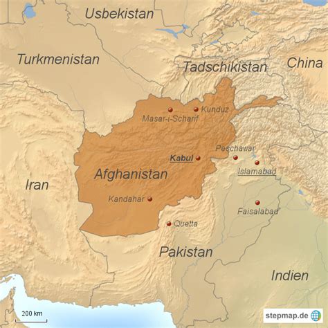 Afghanistan map from openstreetmap project. Afghanistan und Nachbarländer von fotoredaktion ...