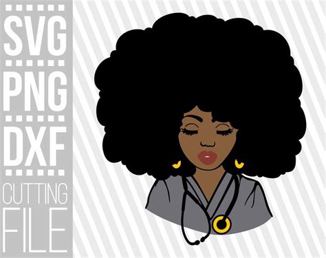 Afro Nurse svg, Natural Hair svg, Black Woman svg, Stethoscope svg