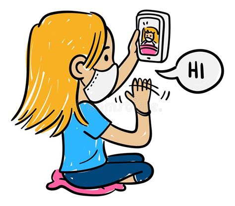 Girl Chatting On Video Call With Mother Stock Vector Illustration Of