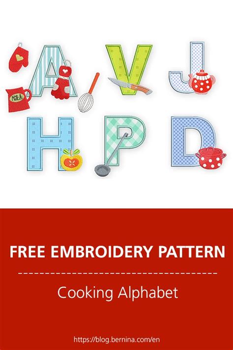 The alphabet artistically appliqued and presented in: Collect our new "Cooking" Embroidery Alphabet! » BERNINA Blog