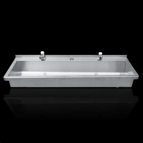 Stainless Steel Wall Mount Bathroom Trough Sink Public Long Wash Hand