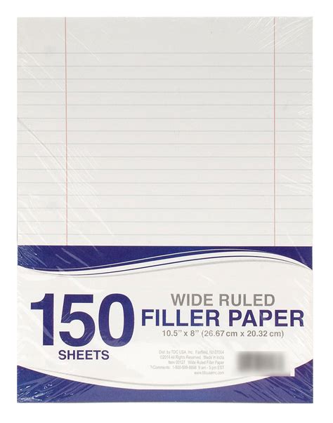 150 Sheets Filler Paper Tdc Usa Inc
