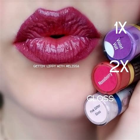 Lipsense Layering 1x Violet Volt 2x Roseberry Sealed With Pink Glitter Gloss 💙💋💄 Gettin Lippy