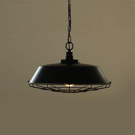 Vintage Industrial Pendant Light With Cage Covering Black