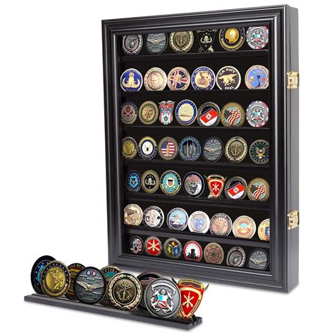 Kinbor Lockable Military Challenge Coin Display Case Coin Shadow Box