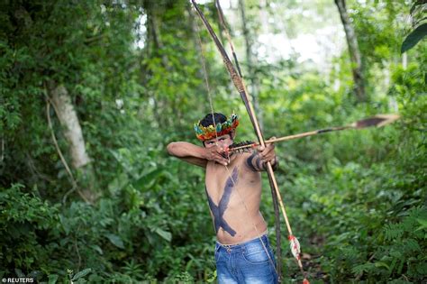 ready for war indigenous tribesmen prepare their bows and arrows as fears grow over armed