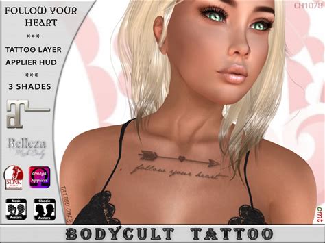 Second Life Marketplace Bodycult Tattoo Follow Your Heart Cleavage Ch1078