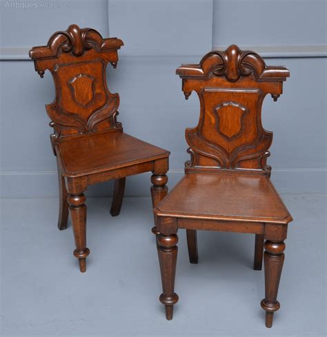 Pair Of Victorian Carved Oak Hall Chairs Antiques Atlas