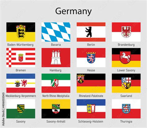 Flags Of The States Of Germany All German Lands Flag Collection Stock