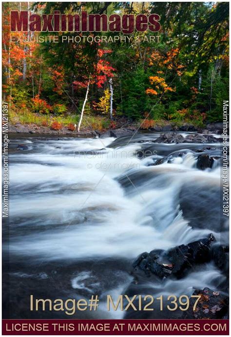 Photo Of Oxtongue River Ontario Autumn Scenery Stock