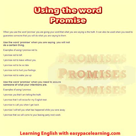 Promise Learning How To Make And Promises English Lesson
