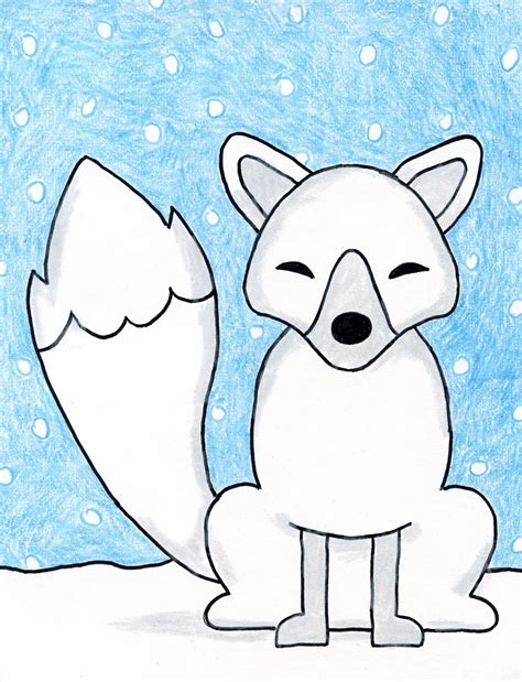 Simple The Best Way To Draw An Arctic Fox Tutorial Arctic Fox Coloring