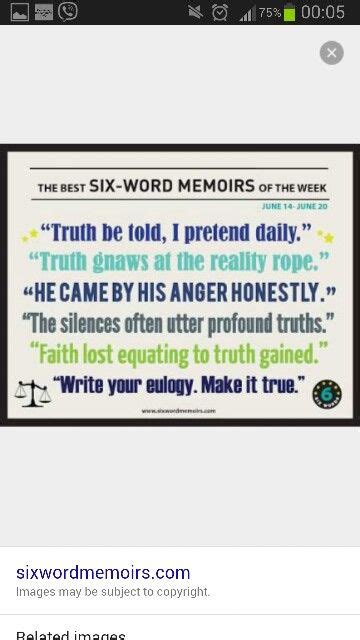 Six Word Memoir Six Word Memoirs Six Words Words