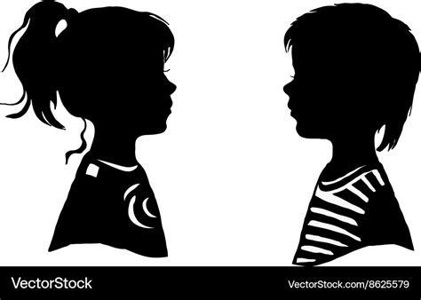 The Two Silhouette Of A Boy And Girl Royalty Free Vector