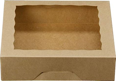 ONE MORE 10inch Natural Kraft Bakery Pie Boxes With PVC Windows Large