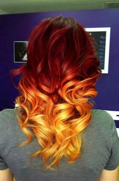 Red And Yellow Ombre Hair Styles Orange Ombre Hair Fire Hair